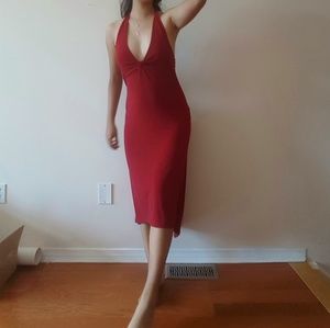 RW&CO: Red Halter Neck Tie Dress